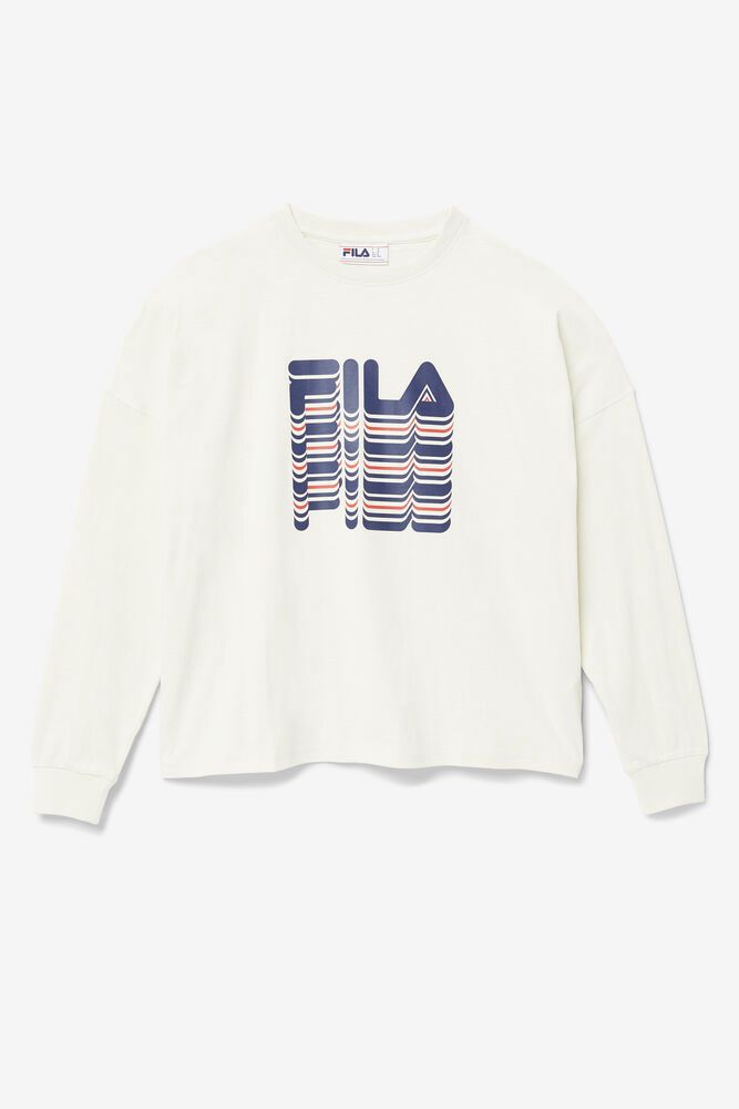 Fila T-Shirt Mens White - Wendell Long Sleeve - Philippines 2671458-ER